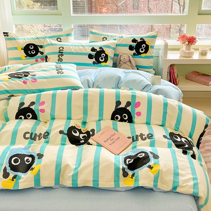 91家纺网 家纺一手货源 找家纺 琪格格 2025春夏新款全棉纯棉40S13372小清新四件套 奥利奥