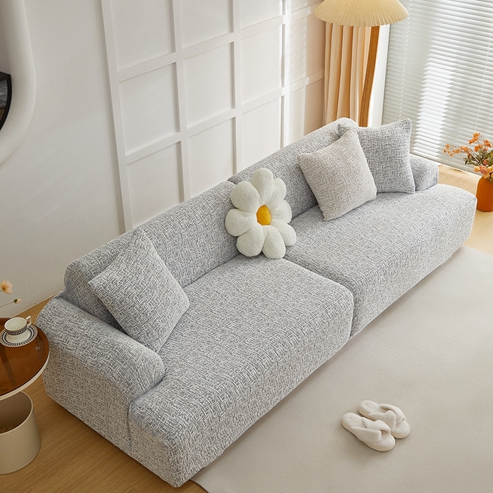 91家纺网 家纺一手货源 找家纺 丝绮鹿 2025新款竹节雪尼尔沙发套松紧款（大三人图）  深中灰