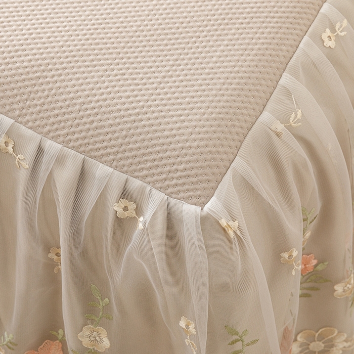 91家纺网 家纺一手货源 找家纺 好儿喜家纺2025新款海洋丝凉感豆豆床裙凉席-花蜜 咖 