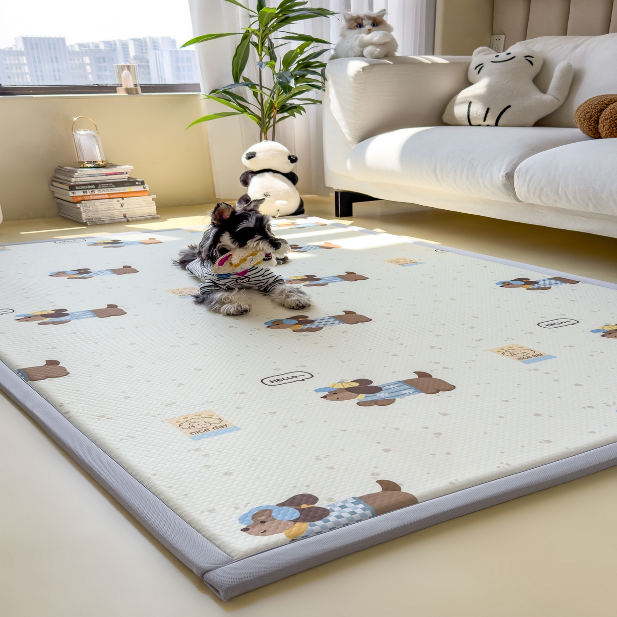 91家纺网 家纺一手货源 找家纺 席世家 2025新款印花豆豆多功能垫 斑点狗