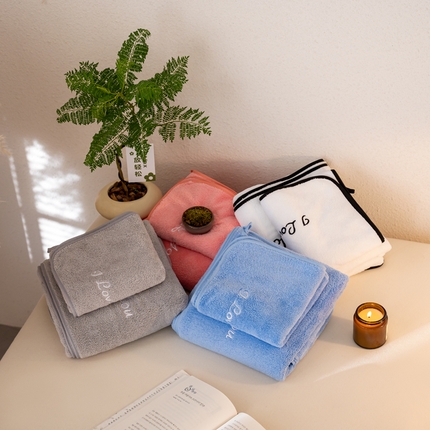 彩虹毛巾2025新款I Love you珊瑚绒毛巾浴巾套装网红情侣浴室加厚毛巾浴巾两件套 70*140cm浴巾-随机颜色