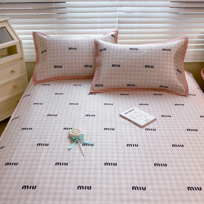 91家纺网 家纺一手货源 找家纺 布卢姆床垫2025新款A类数码印花冰藤席夏凉席--床席款 粉miu