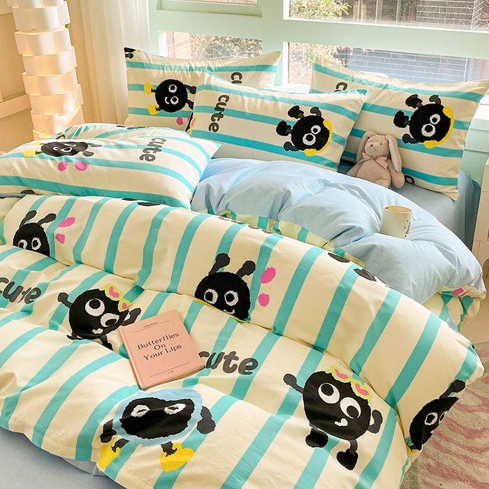 91家纺网 家纺一手货源 找家纺 琪格格 2025春夏新款全棉纯棉40S13372小清新四件套 奥利奥