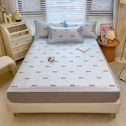 91家纺网 家纺一手货源 找家纺 （总）布卢姆床垫2025新款A类数码印花冰藤席夏凉席--床笠款