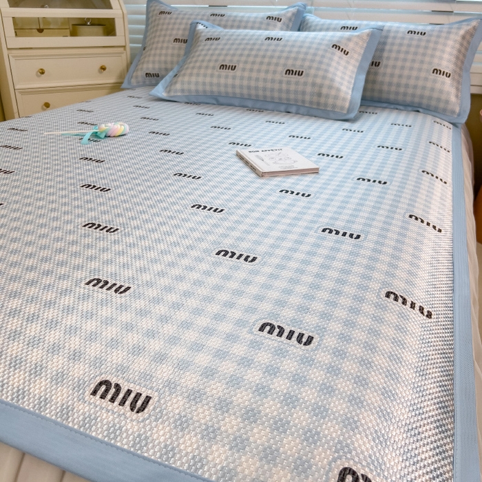 91家纺网 家纺一手货源 找家纺 布卢姆床垫2025新款A类数码印花冰藤席夏凉席--床席款 蓝miu