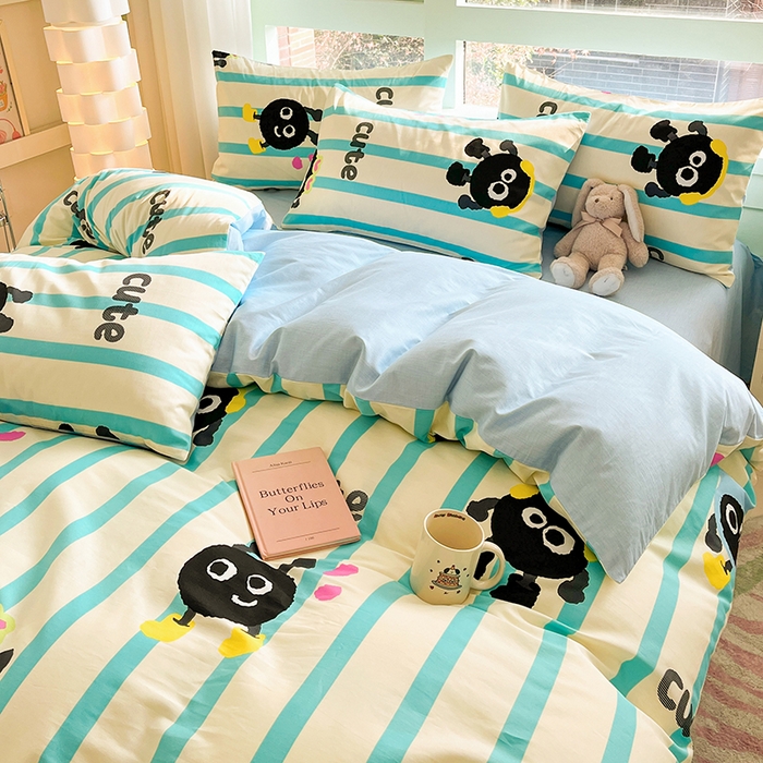 91家纺网 家纺一手货源 找家纺 琪格格 2025春夏新款全棉纯棉40S13372小清新四件套 奥利奥