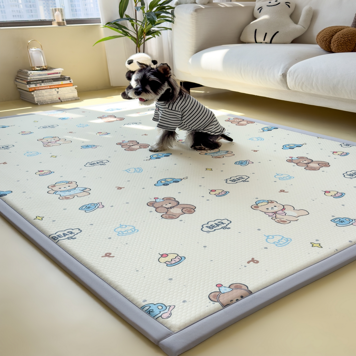 91家纺网 家纺一手货源 找家纺 席世家 2025新款印花豆豆多功能垫 汽车小熊