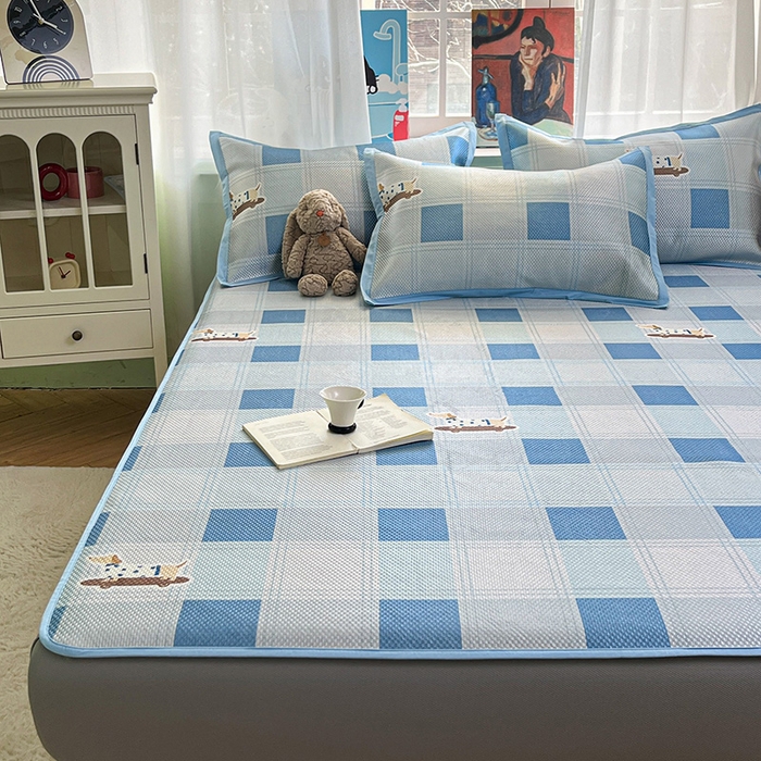 91家纺网 家纺一手货源 找家纺 布卢姆床垫2025新款A类数码印花冰藤席夏凉席--床笠款 滑板腊肠狗床笠