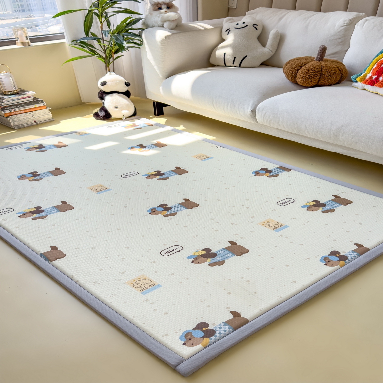 91家纺网 家纺一手货源 找家纺 席世家 2025新款印花豆豆多功能垫 斑点狗