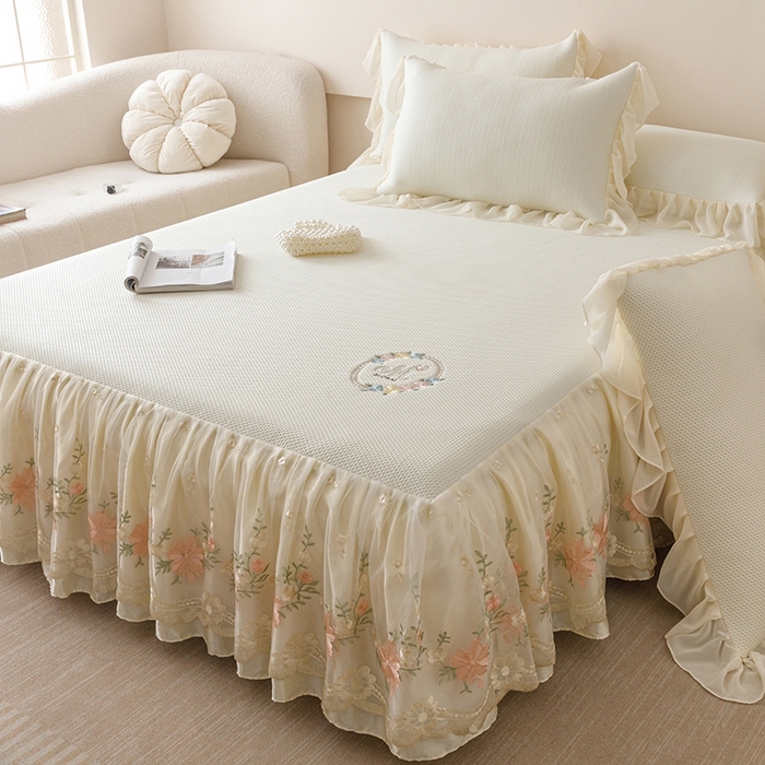 91家纺网 家纺一手货源 找家纺 好儿喜家纺  2025新款海洋丝凉感夏被四件套（此款控价所有尺寸（劵后）利润不得低于50元） 奶白