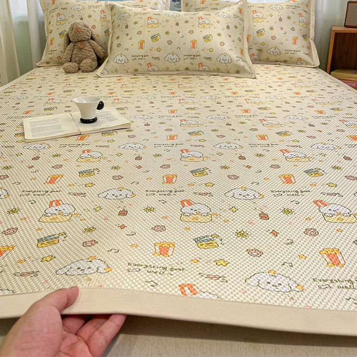 91家纺网 家纺一手货源 找家纺 布卢姆床垫2025新款A类数码印花冰藤席夏凉席--床席款 爆米花