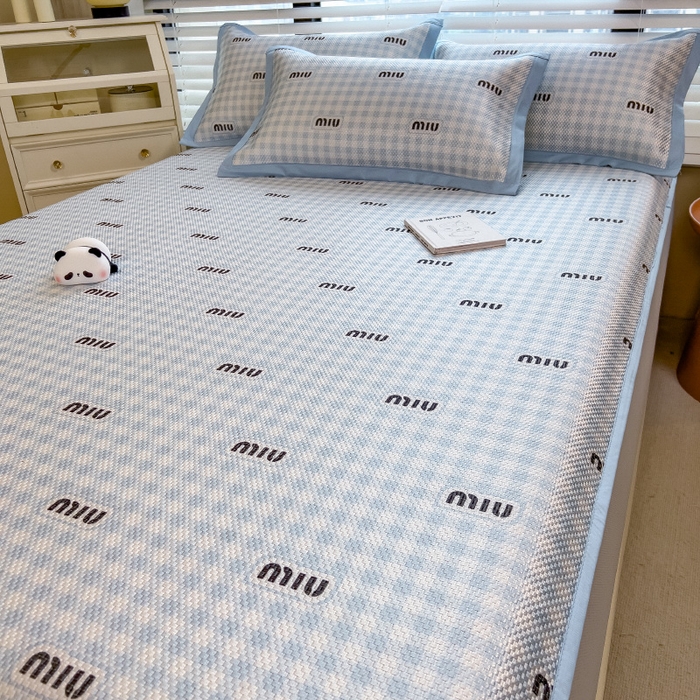 91家纺网 家纺一手货源 找家纺 布卢姆床垫2025新款A类数码印花冰藤席夏凉席--床笠款 蓝miu