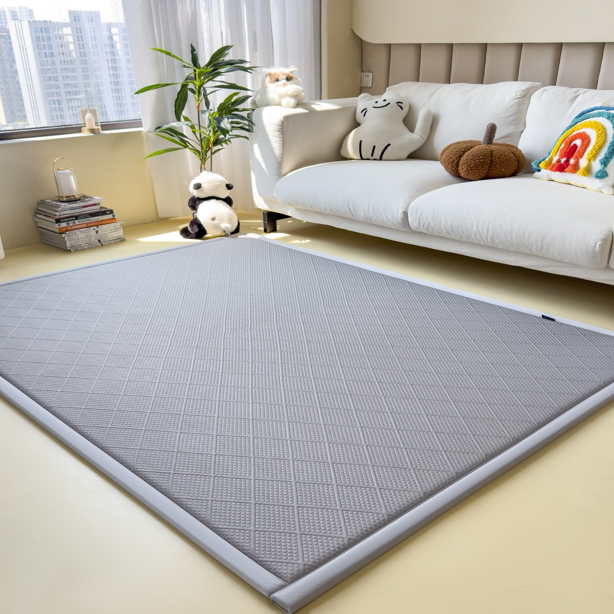 91家纺网 家纺一手货源 找家纺 席世家 2025新款凉感豆豆多功能垫 波洛格-灰