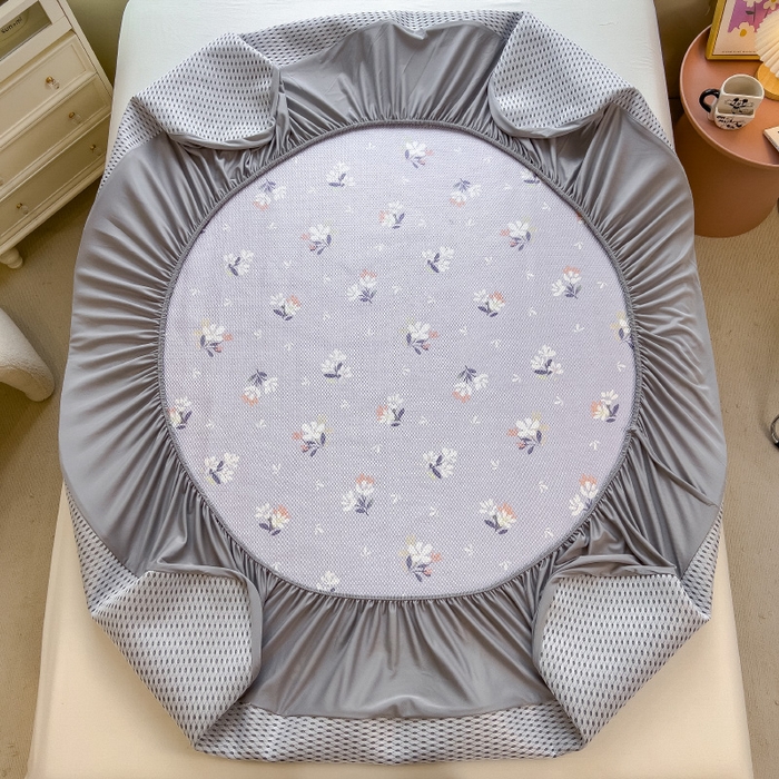 91家纺网 家纺一手货源 找家纺 布卢姆床垫2025新款A类数码印花冰藤席夏凉席--床笠款 紫蔷薇