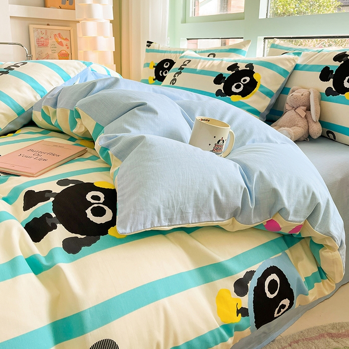 91家纺网 家纺一手货源 找家纺 琪格格 2025春夏新款全棉纯棉40S13372小清新四件套 奥利奥