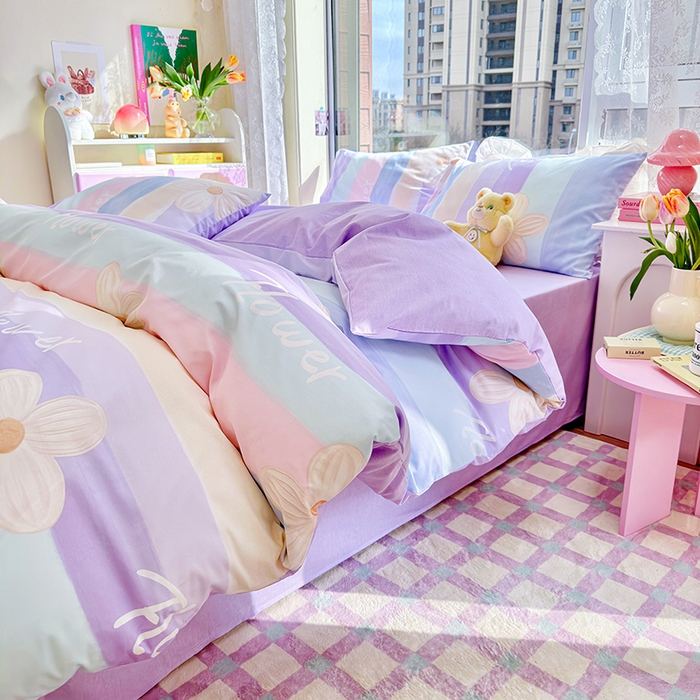 91家纺网 家纺一手货源 找家纺 琪格格 2025春夏新款全棉纯棉40S13372小清新四件套 苏珊花园