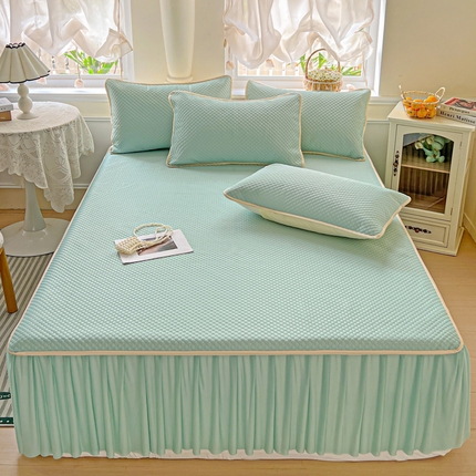 格真 2025新款床裙款豆豆席 床裙款清新绿
