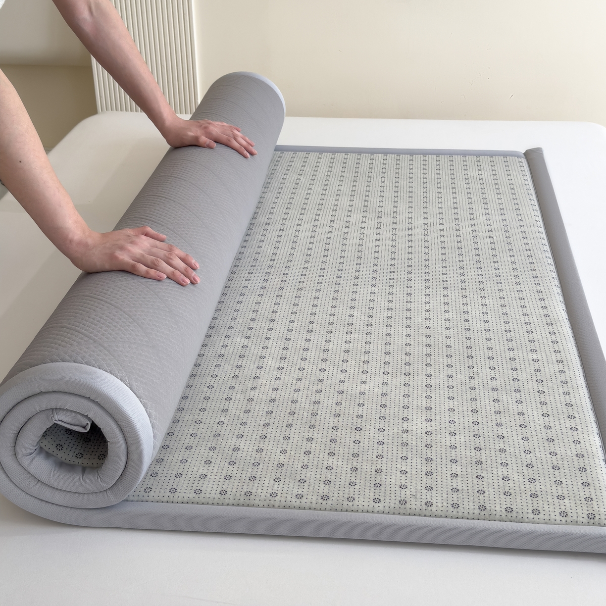 91家纺网 家纺一手货源 找家纺 席世家 2025新款凉感豆豆多功能垫 波洛格-灰