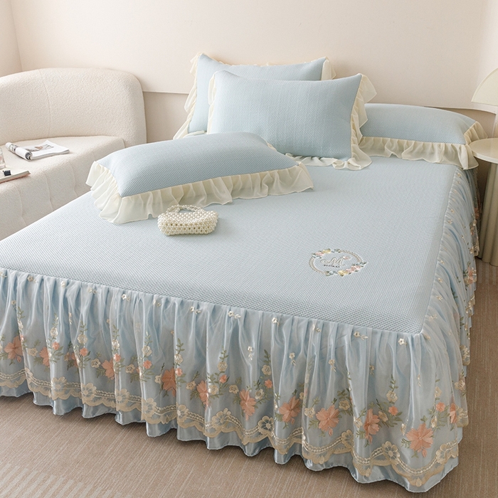 91家纺网 家纺一手货源 找家纺 好儿喜家纺  2025新款海洋丝凉感夏被四件套（此款控价所有尺寸（劵后）利润不得低于50元） 浅蓝 