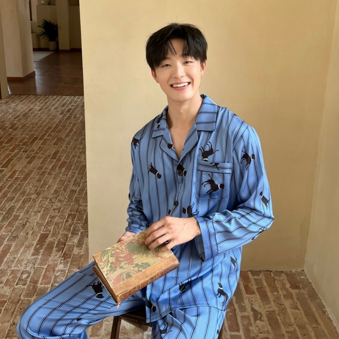 91家纺网 家纺一手货源 找家纺 （总）妍景家居生活馆2025新款冰雪丝男士条纹豹子蓝