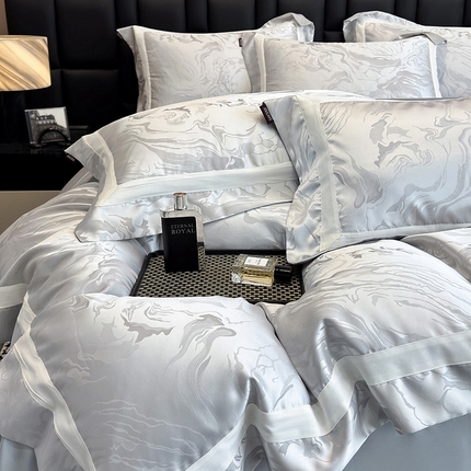 乔利·卡沃 2025新品床上用品高端A类100支天丝棉贡缎提花四件套全棉纯棉长绒棉夏季轻奢真丝全工艺 南溪-银衫灰