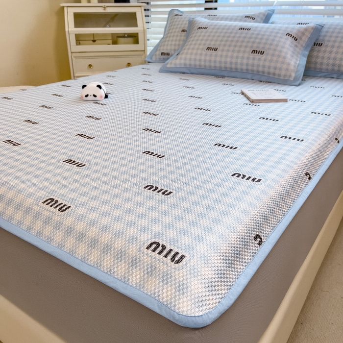 91家纺网 家纺一手货源 找家纺 布卢姆床垫2025新款A类数码印花冰藤席夏凉席--床笠款 蓝miu