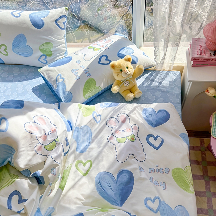 91家纺网 家纺一手货源 找家纺 （总）琪格格 2025春夏新款全棉纯棉40S13372小清新四件套