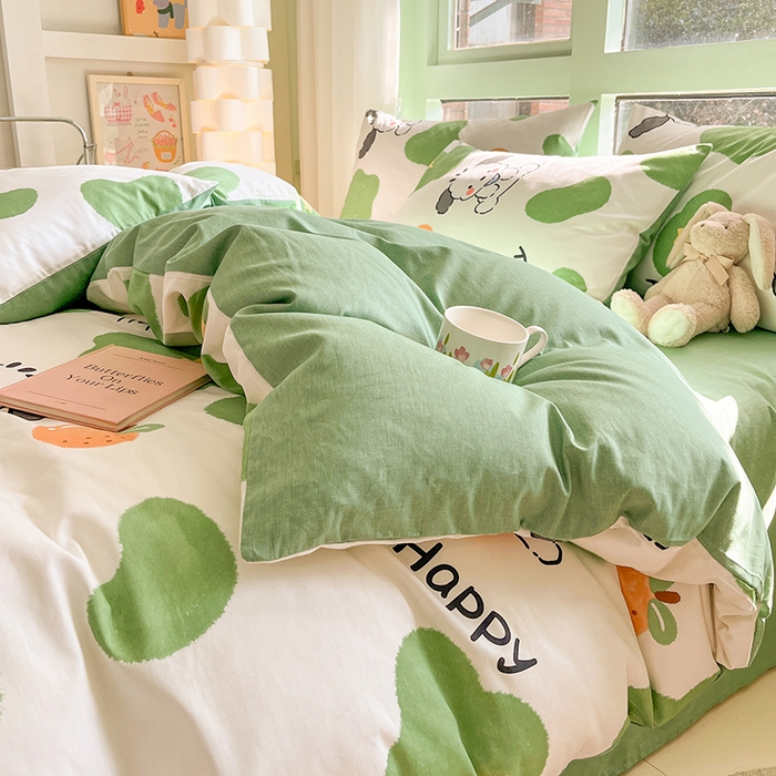 91家纺网 家纺一手货源 找家纺 琪格格 2025春夏新款全棉纯棉40S13372小清新四件套 快乐萌宠