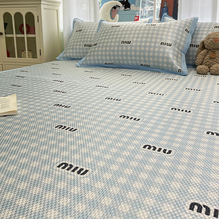 91家纺网 家纺一手货源 找家纺 布卢姆床垫2025新款A类数码印花冰藤席夏凉席--床席款 蓝miu