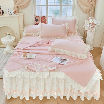 91家纺网 家纺一手货源 找家纺 （总）锦格2025年新款A类冰感凉豆豆床裙席夏被四件套