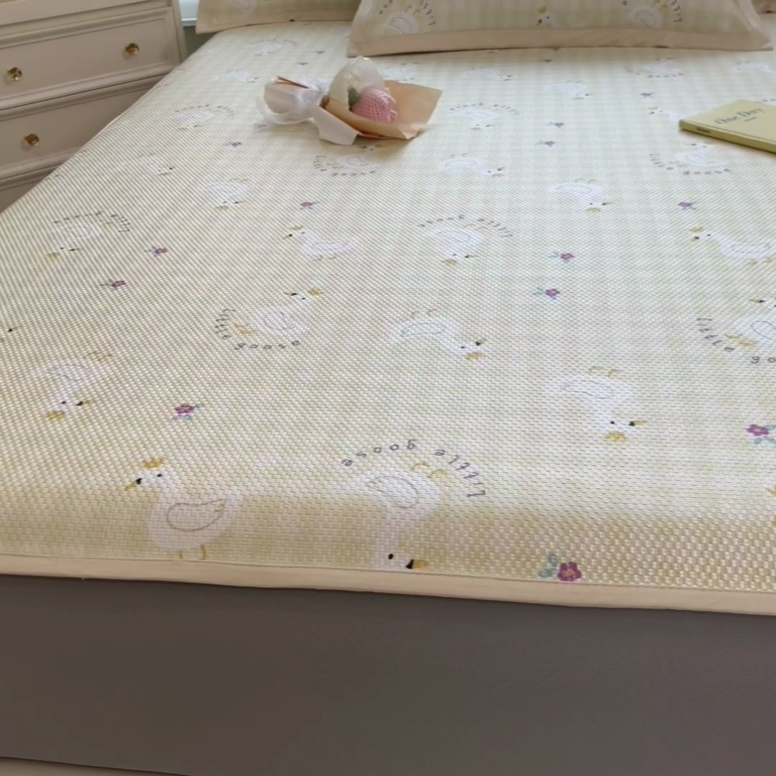 91家纺网 家纺一手货源 找家纺 （总）布卢姆床垫2025新款A类数码印花冰藤席夏凉席--床笠款