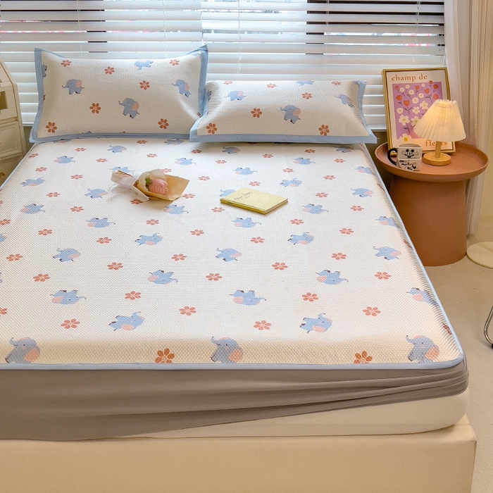 91家纺网 家纺一手货源 找家纺 布卢姆床垫2025新款A类数码印花冰藤席夏凉席--床笠款 小飞象