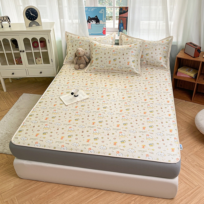 91家纺网 家纺一手货源 找家纺 布卢姆床垫2025新款A类数码印花冰藤席夏凉席--床笠款 爆米花床笠