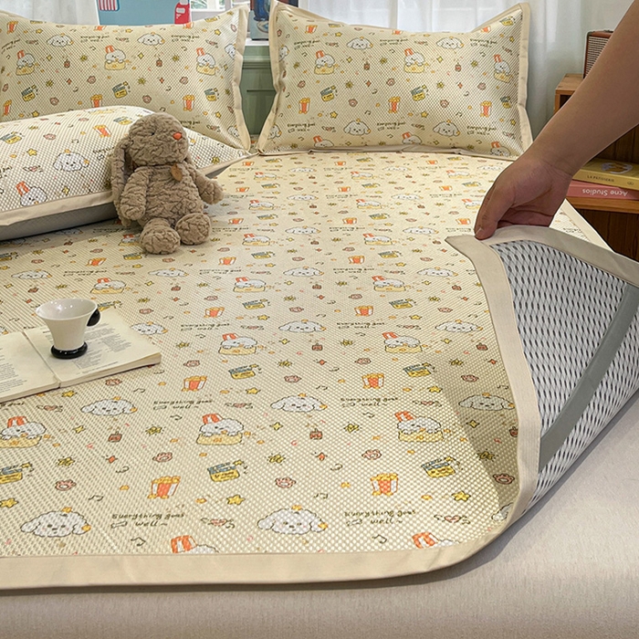 91家纺网 家纺一手货源 找家纺 布卢姆床垫2025新款A类数码印花冰藤席夏凉席--床席款 爆米花