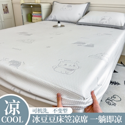 典冠 PE乙纶冰豆豆床笠凉席 猫咪灰
