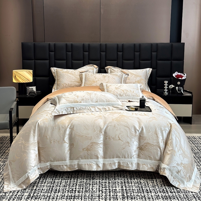 91家纺网 家纺一手货源 找家纺 2025新品床上用品高端A类100支天丝棉贡缎提花四件套全棉纯棉长绒棉夏季轻奢真丝全工艺 南溪-莉娅金