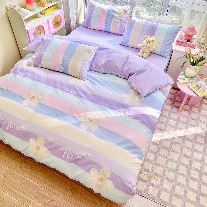 91家纺网 家纺一手货源 找家纺 琪格格 2025春夏新款全棉纯棉40S13372小清新四件套 苏珊花园