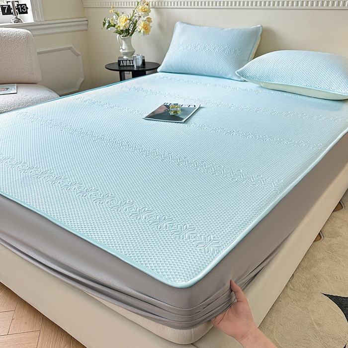 91家纺网 家纺一手货源 找家纺 布卢姆床垫2025新款A类PE乙纶冰豆豆床笠款凉席 雪花