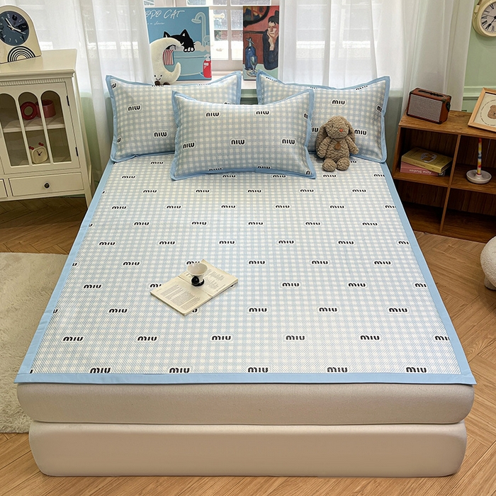 91家纺网 家纺一手货源 找家纺 布卢姆床垫2025新款A类数码印花冰藤席夏凉席--床席款 蓝miu