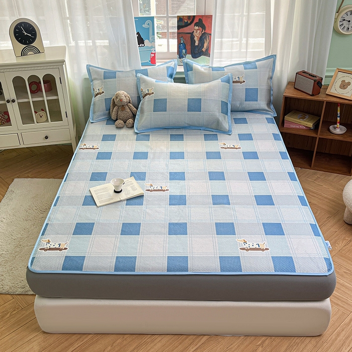 91家纺网 家纺一手货源 找家纺 布卢姆床垫2025新款A类数码印花冰藤席夏凉席--床笠款 滑板腊肠狗床笠