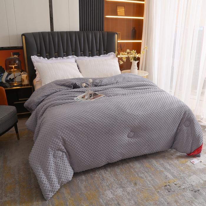 91家纺网 家纺一手货源 找家纺 妙赞2025新款5D双面绒豆豆被被子被芯 灰色