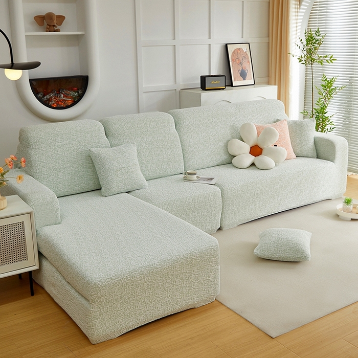 91家纺网 家纺一手货源 找家纺 （总）丝绮鹿 2025新款竹节雪尼尔沙发套松紧款（贵妃图）