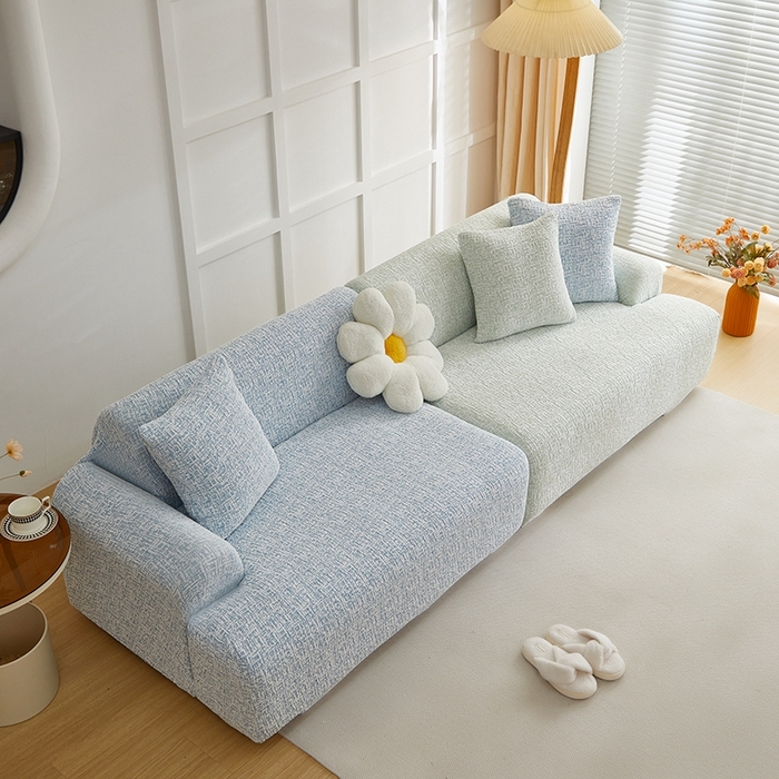 91家纺网 家纺一手货源 找家纺 丝绮鹿 2025新款竹节雪尼尔沙发套松紧款（大三人图）  薄荷绿