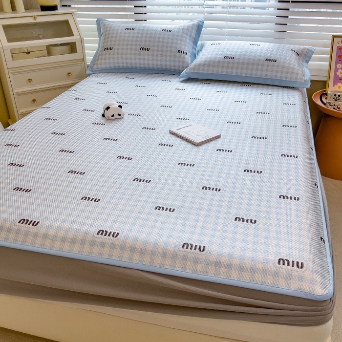 91家纺网 家纺一手货源 找家纺 布卢姆床垫2025新款A类数码印花冰藤席夏凉席--床笠款 蓝miu