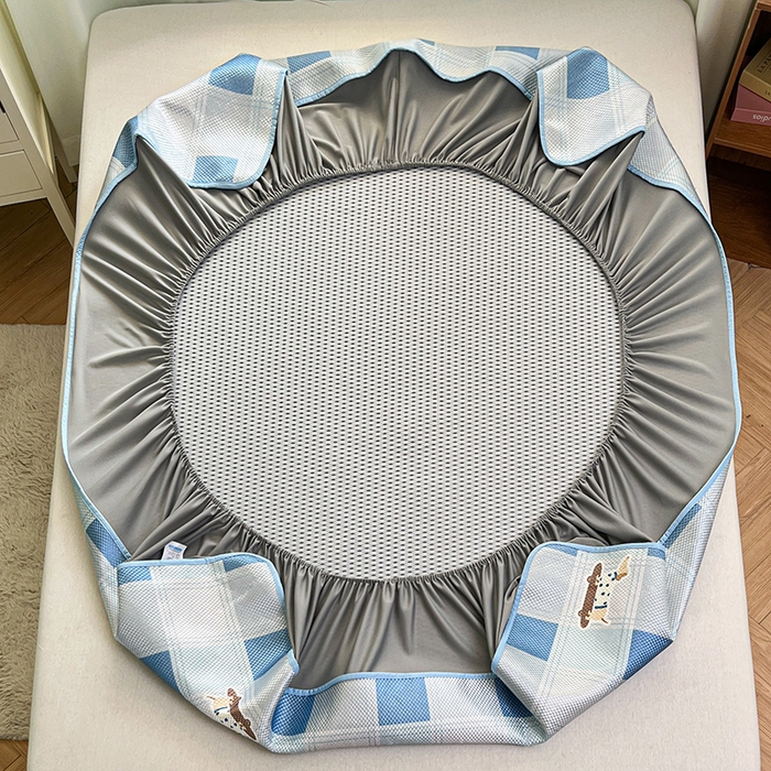 91家纺网 家纺一手货源 找家纺 布卢姆床垫2025新款A类数码印花冰藤席夏凉席--床笠款 滑板腊肠狗床笠