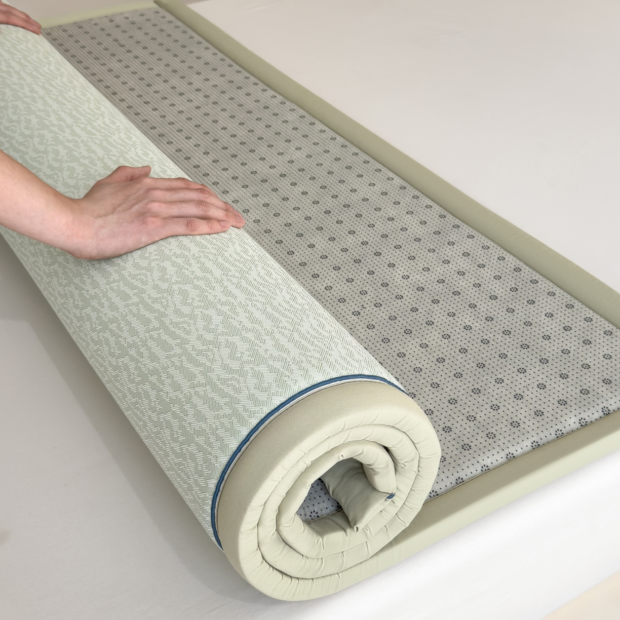 91家纺网 家纺一手货源 找家纺 席世家 2025新款凉感肌理多功能垫 肌理-绿