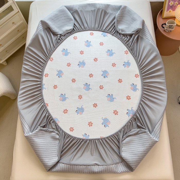 91家纺网 家纺一手货源 找家纺 布卢姆床垫2025新款A类数码印花冰藤席夏凉席--床笠款 小飞象