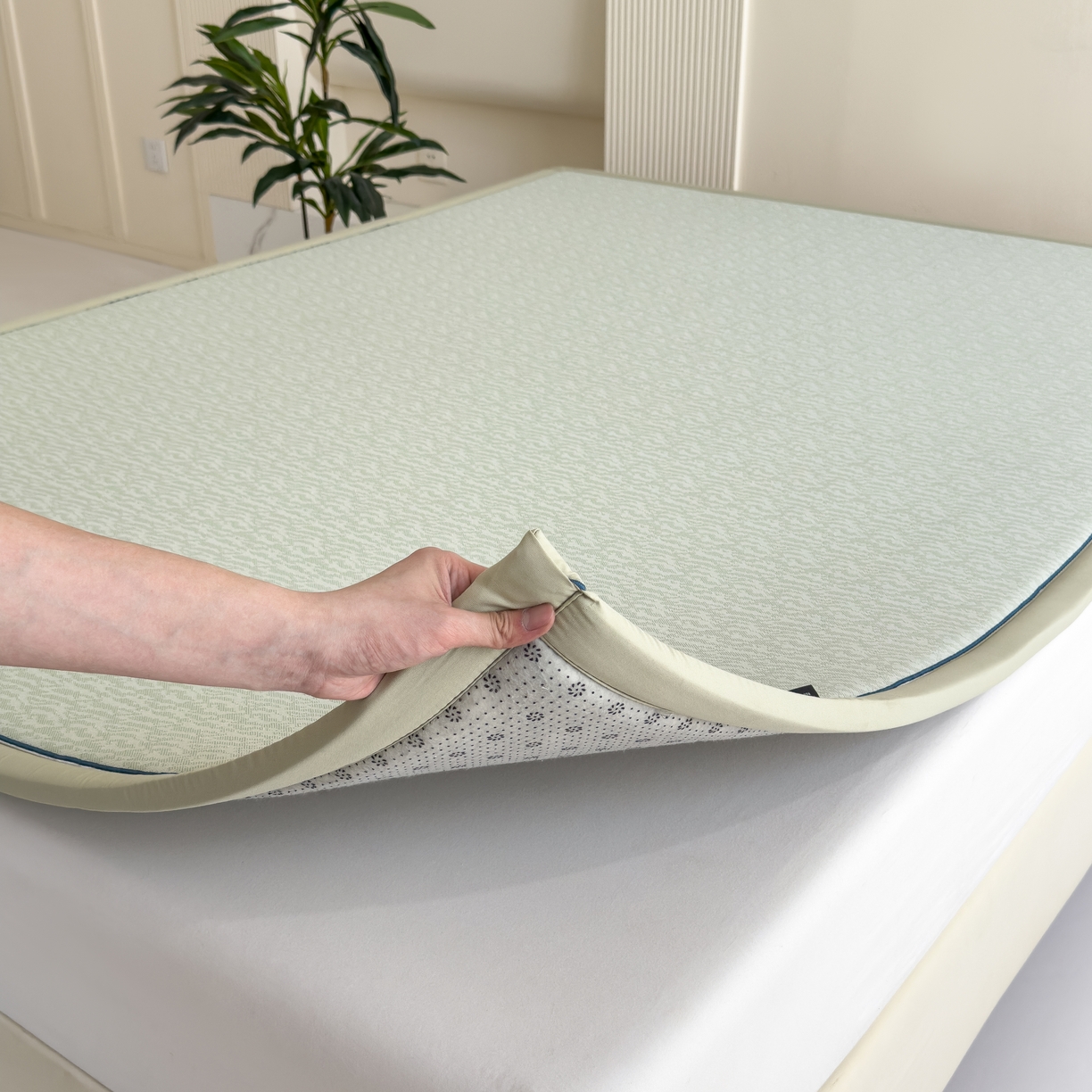 91家纺网 家纺一手货源 找家纺 席世家 2025新款凉感肌理多功能垫 肌理-绿