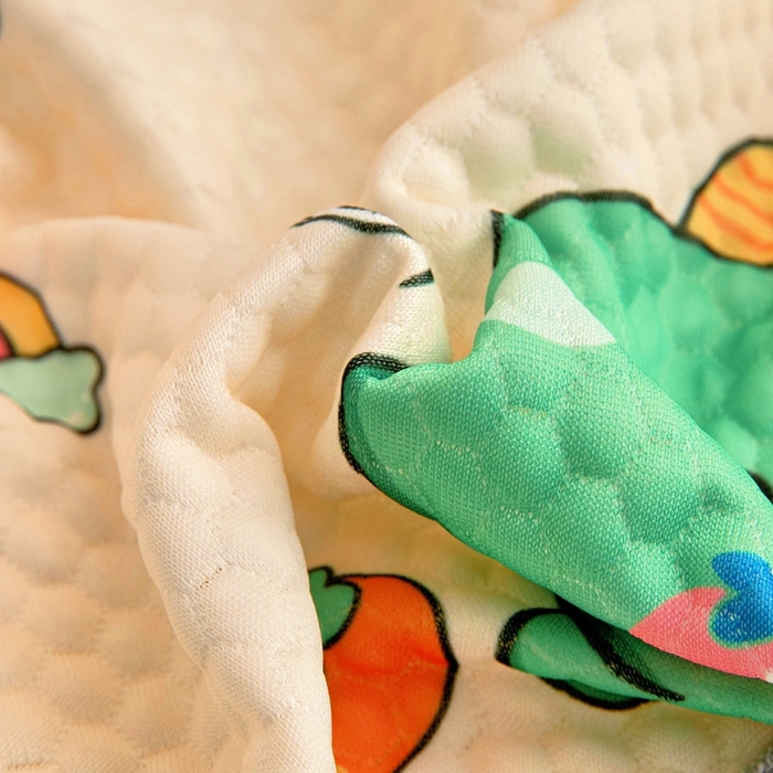 91家纺网 家纺一手货源 找家纺 富馨莱 2025新款儿童冰丝豆豆枕套 恐龙漫画