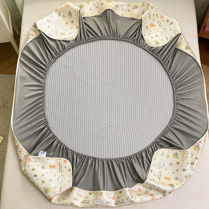 91家纺网 家纺一手货源 找家纺 布卢姆床垫2025新款A类数码印花冰藤席夏凉席--床笠款 爆米花床笠